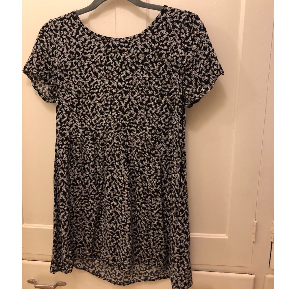 Floral B&W Babydoll Dress